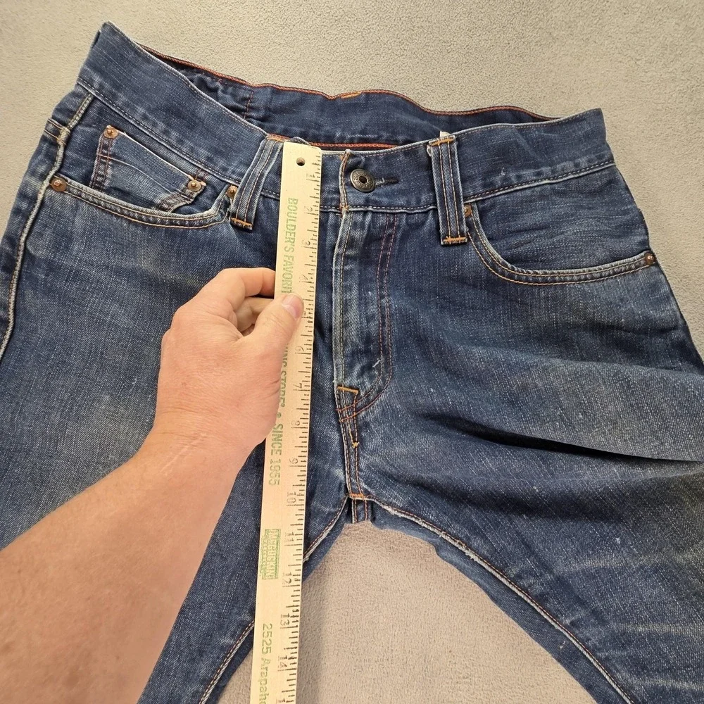 Levis Jeans Mens Selvedge Blue Med‎ Wash Straight Paint Splatter Fits 31x26